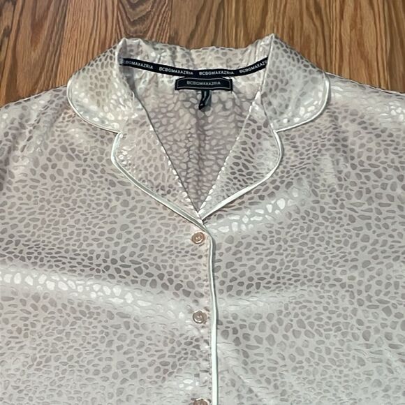 BCBGMaxAzria pink PJ Top, leopard print, XL - Picture 2 of 7